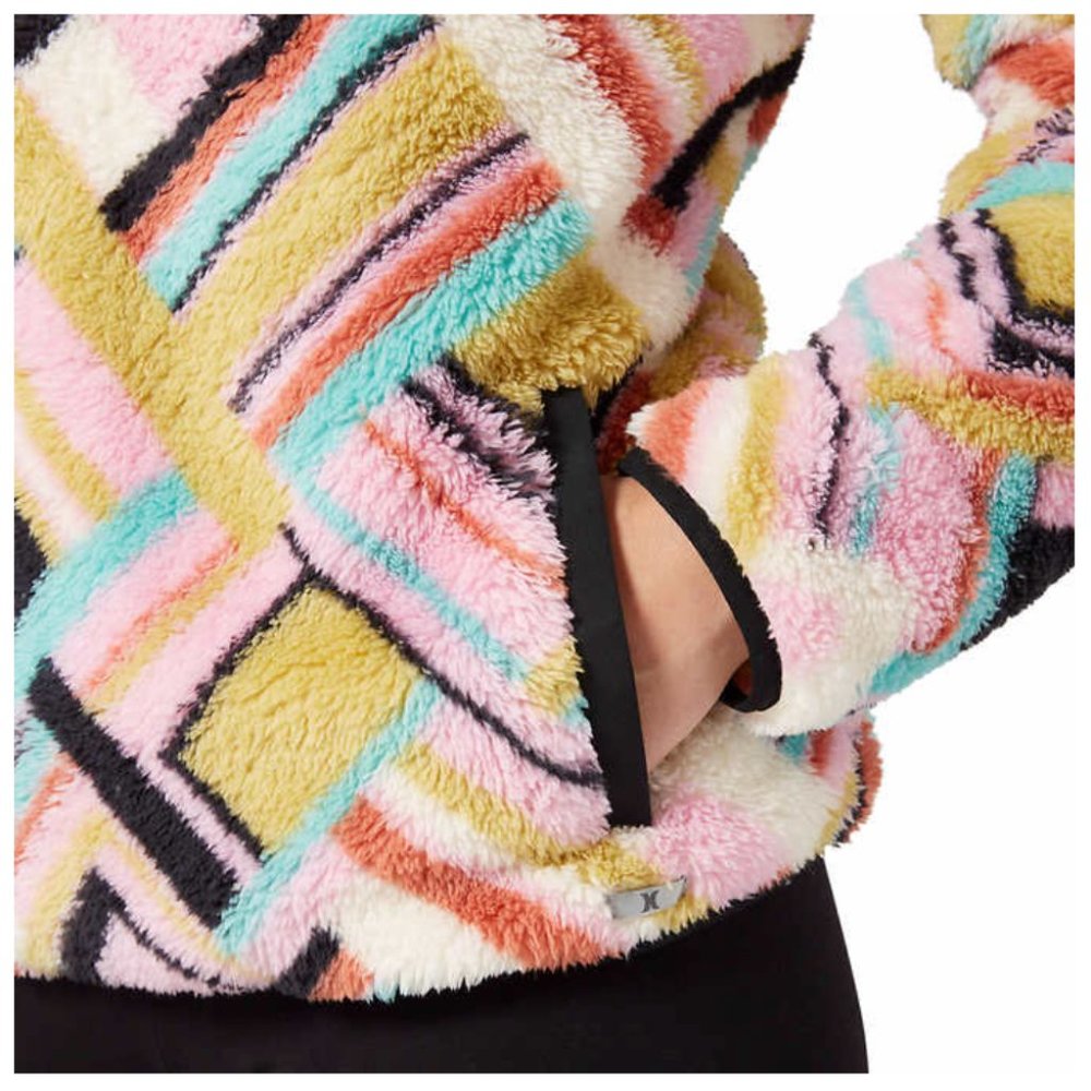 🌸 HP Hurley Ladies' Snap Plush Pullover Pink NWT - Picture 3 of 7